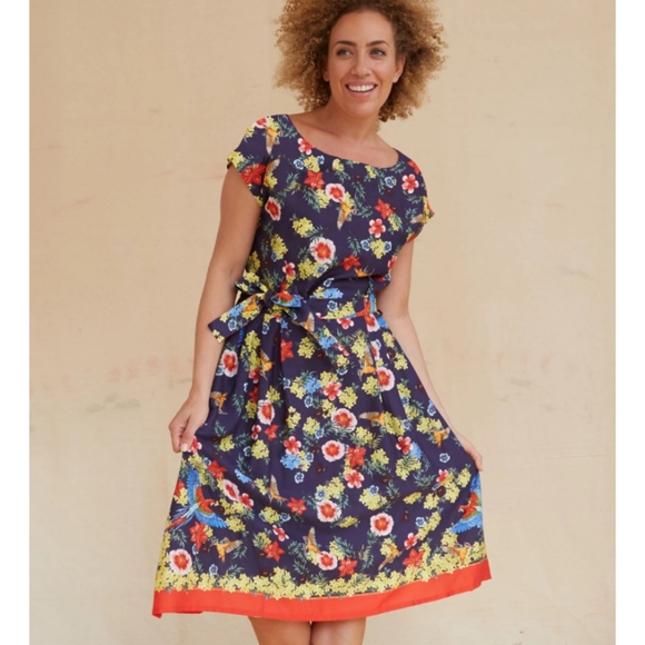 Palava Blue Tropical Birds Dress Size 14UK/10US equivalent to a L - Picture 2 of 2